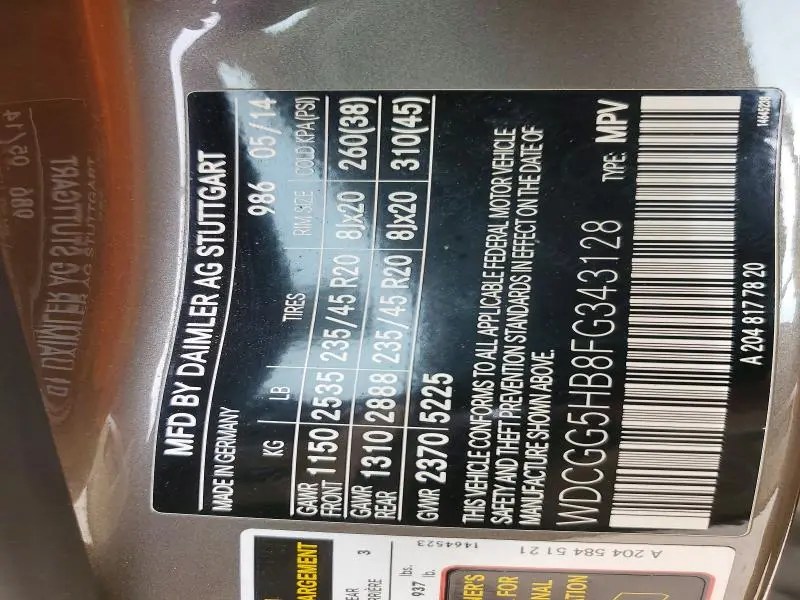 2015 MERCEDES-BENZ GLK 350  