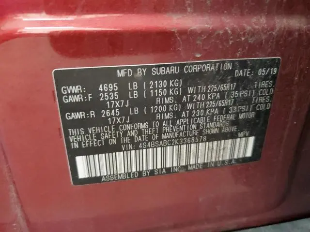2019 SUBARU OUTBACK 2.5I  