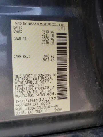 2015 NISSAN ALTIMA 2.5  