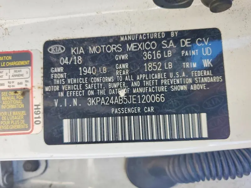 2018 KIA RIO S  