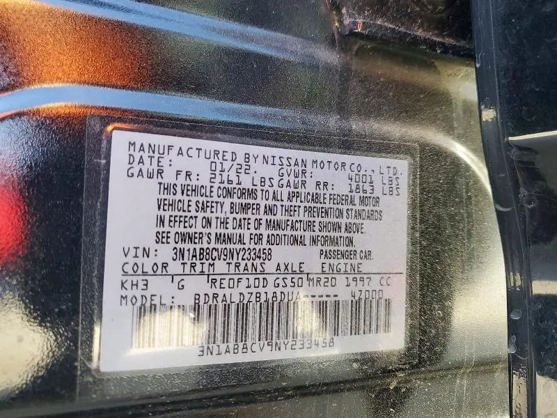 2022 NISSAN SENTRA SV  