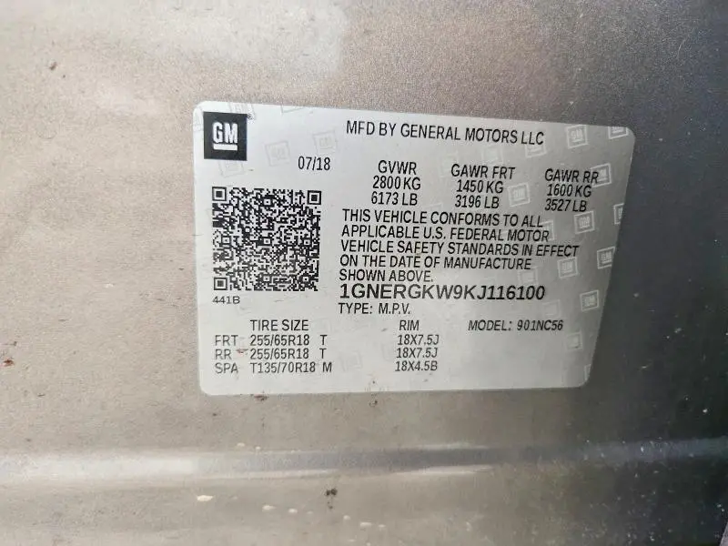 2019 CHEVROLET TRAVERSE LT  