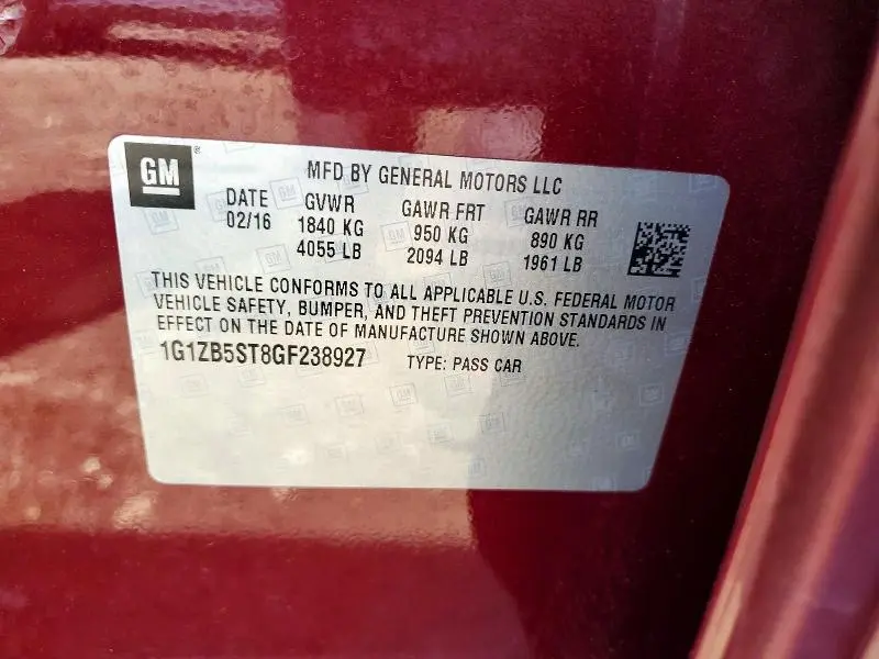 2016 CHEVROLET MALIBU LS  