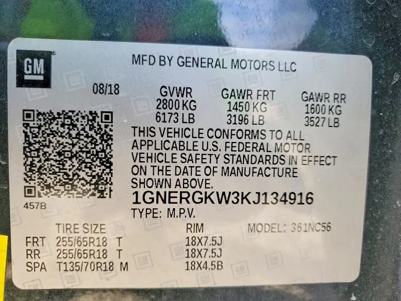 2019 CHEVROLET TRAVERSE LT  