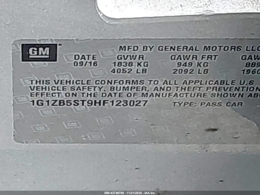 2017 CHEVROLET MALIBU LS