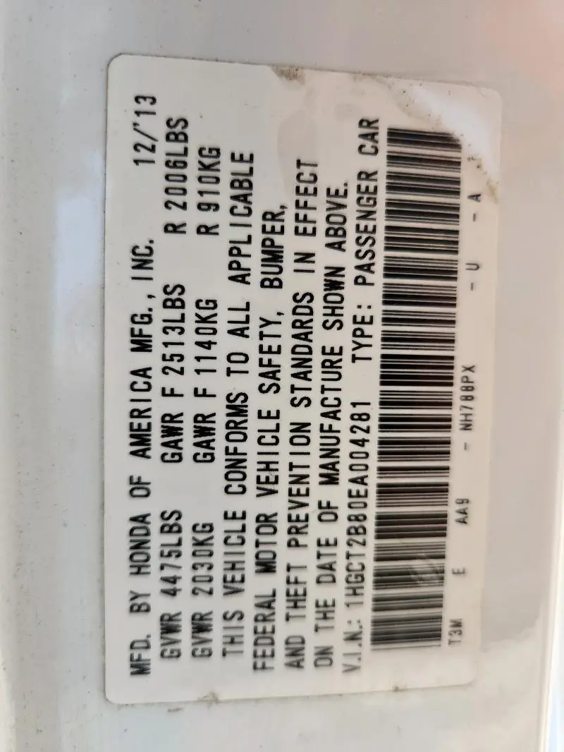 2014 HONDA ACCORD EXL  