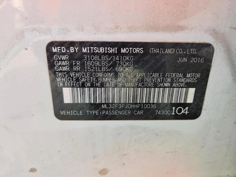 2017 MITSUBISHI MIRAGE G4 ES  