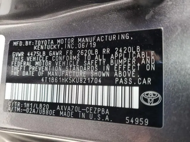 2019 TOYOTA CAMRY XSE  