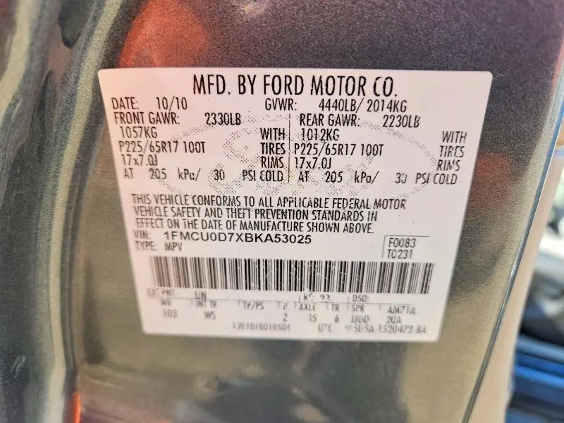 2011 FORD ESCAPE XLT  