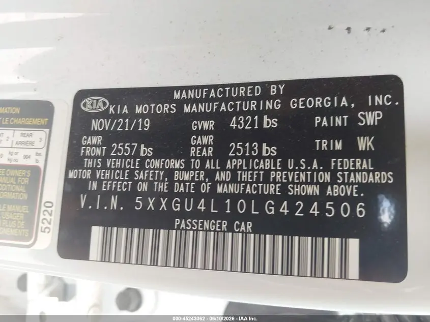 2020 KIA OPTIMA EX PREMIUM