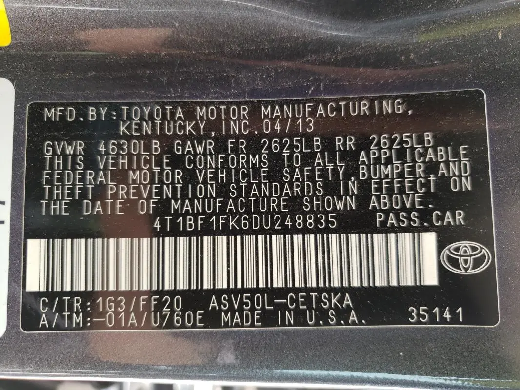 2013 TOYOTA CAMRY L