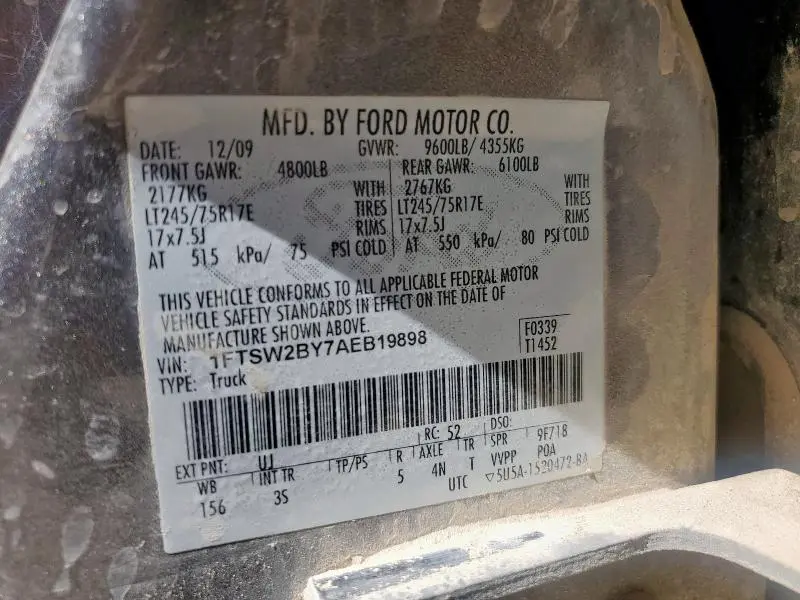 2010 FORD F250 SUPER DUTY  