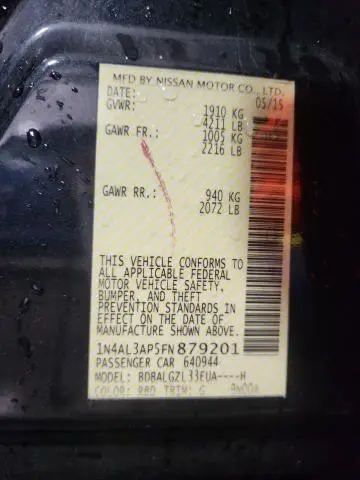 2015 NISSAN ALTIMA 2.5  