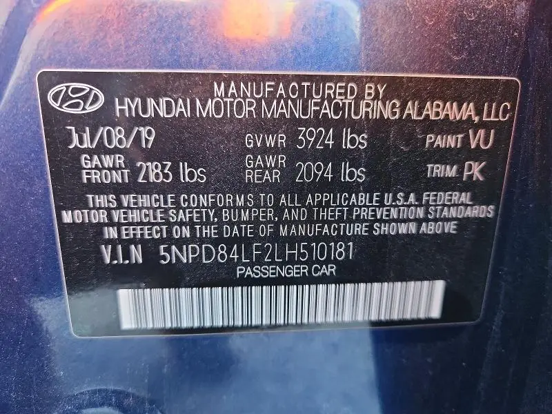 2020 HYUNDAI ELANTRA SEL  