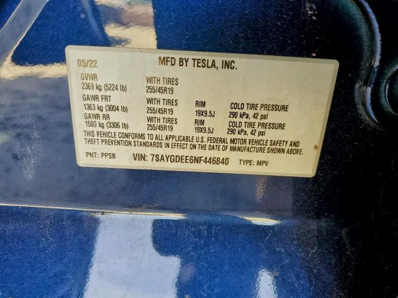 2022 TESLA MODEL Y   