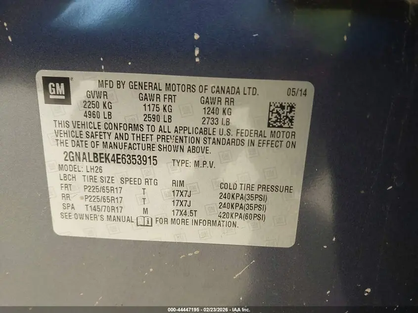 2014 CHEVROLET EQUINOX 1LT