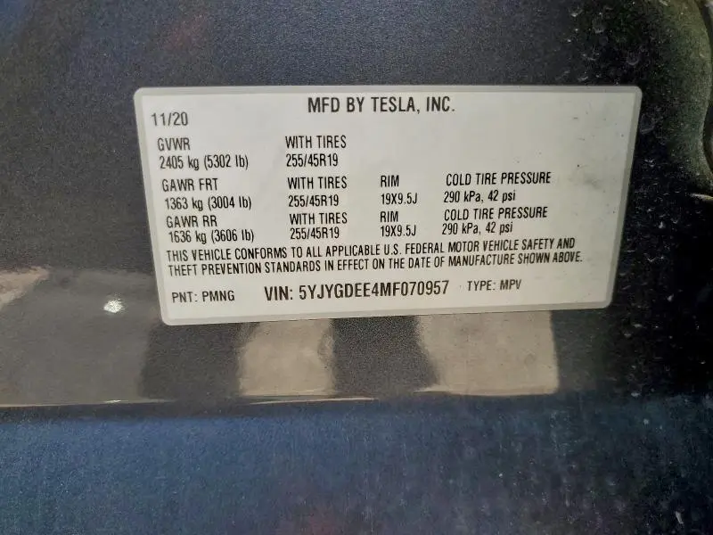 2021 TESLA MODEL Y   