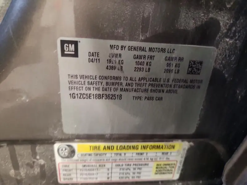 2011 CHEVROLET MALIBU 1LT  