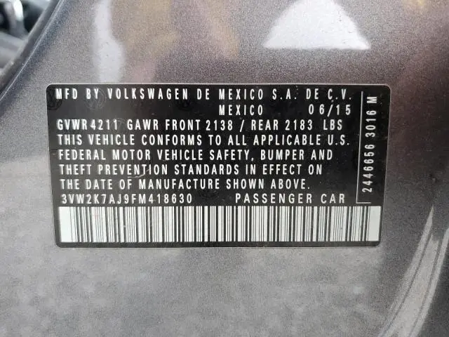 2015 VOLKSWAGEN JETTA BASE  