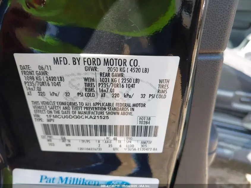 2012 FORD ESCAPE XLT