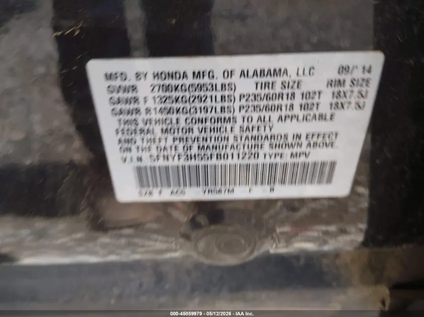 2015 HONDA PILOT EX-L