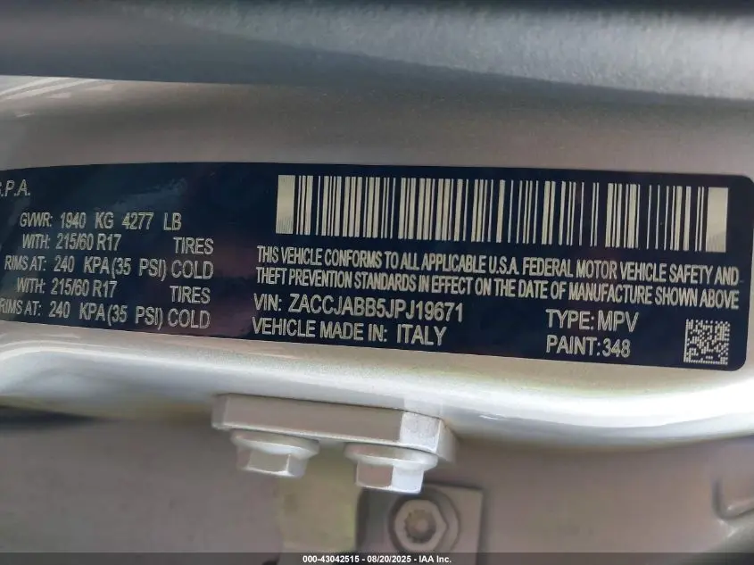 2018 JEEP RENEGADE LATITUDE FWD