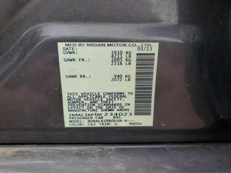 2013 NISSAN ALTIMA 2.5  