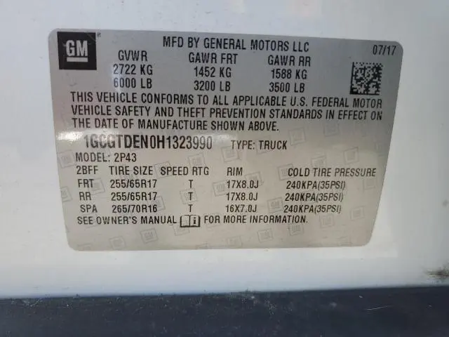 2017 CHEVROLET COLORADO Z71  