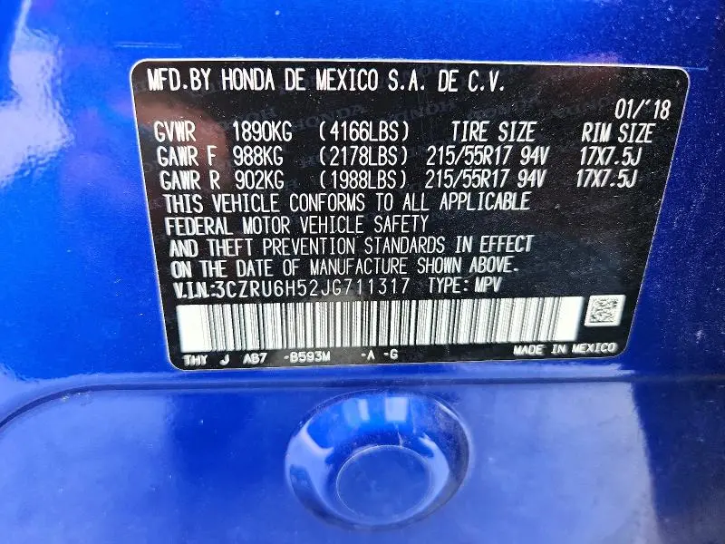 2018 HONDA HR-V EX  