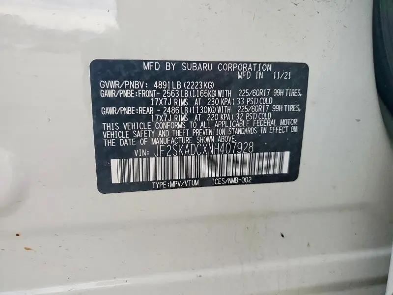 2022 SUBARU FORESTER PREMIUM  