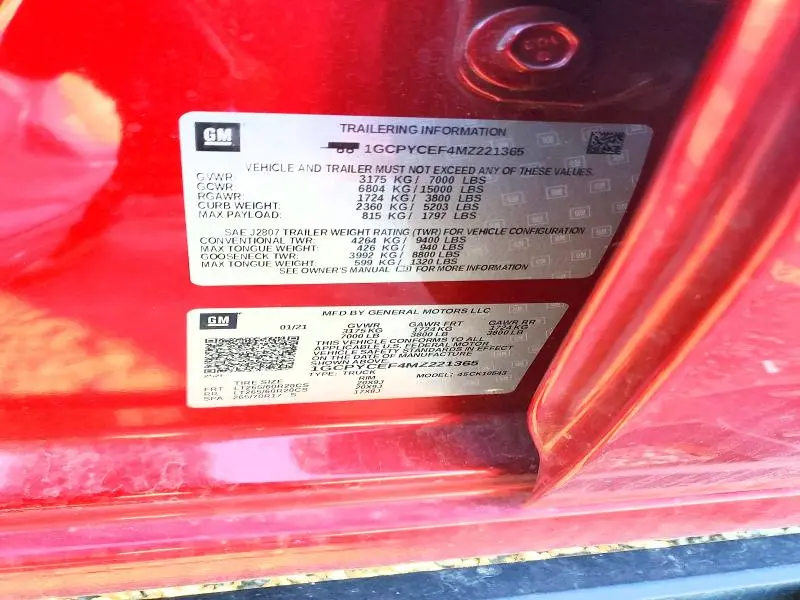 2021 CHEVROLET SILVERADO K1500 TRAIL BOSS CUSTOM  