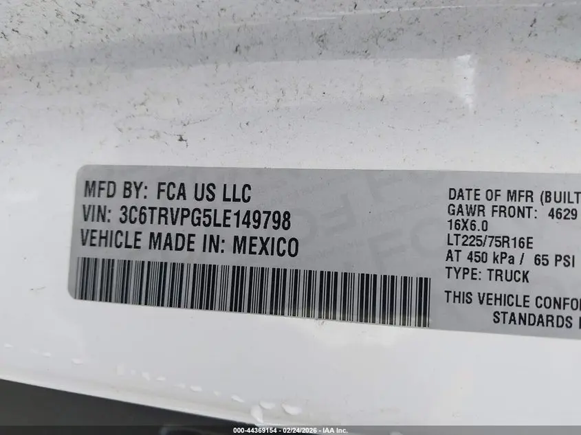 2020 RAM PROMASTER WINDOW VAN HIGH ROOF