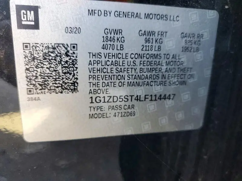 2020 CHEVROLET MALIBU LT  