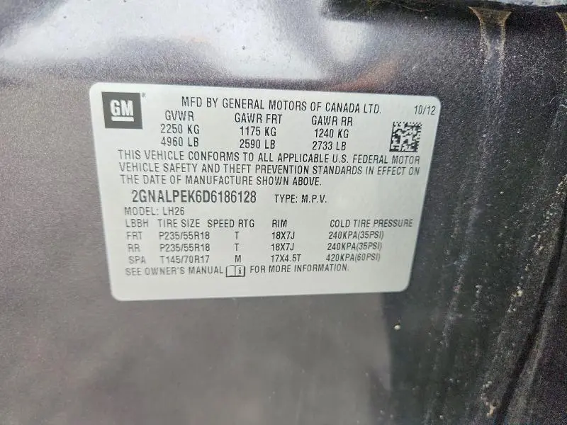 2013 CHEVROLET EQUINOX LT  