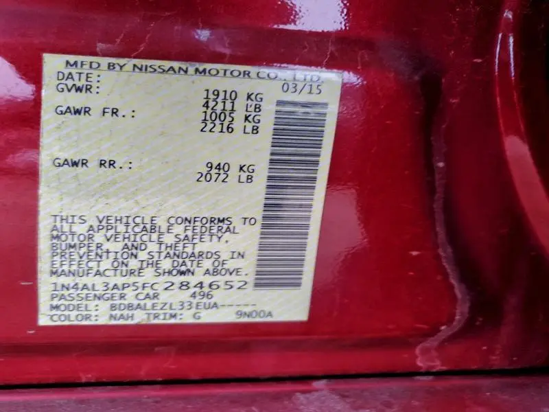 2015 NISSAN ALTIMA 2.5  