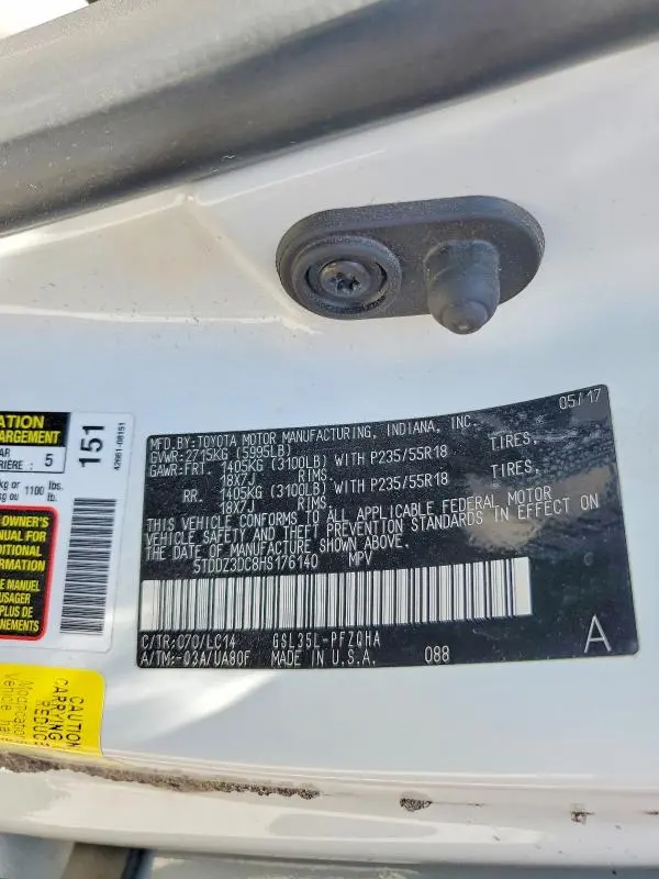 2017 TOYOTA SIENNA XLE 7-PASSENGER  