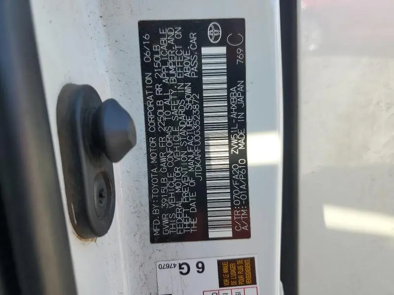 2016 TOYOTA PRIUS TWO ECO  