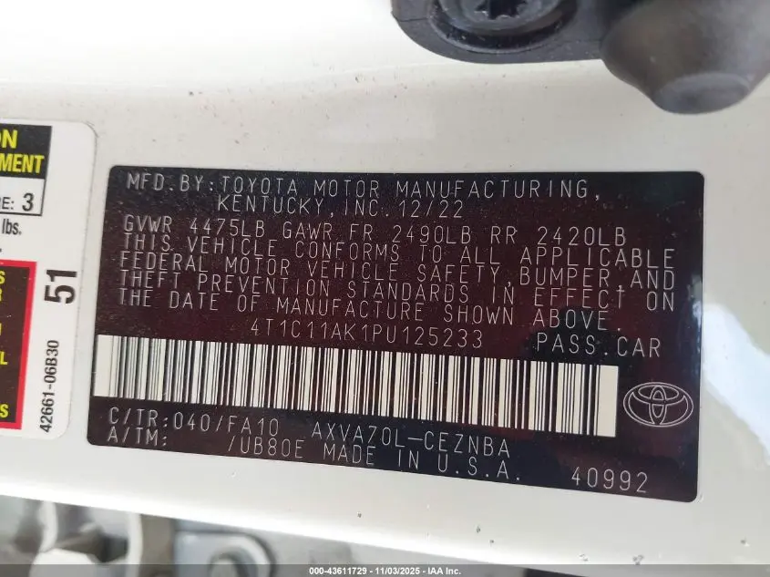 2023 TOYOTA CAMRY LE