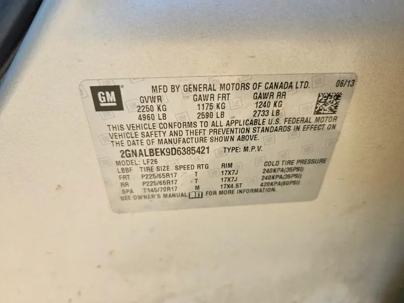 2013 CHEVROLET EQUINOX LS  