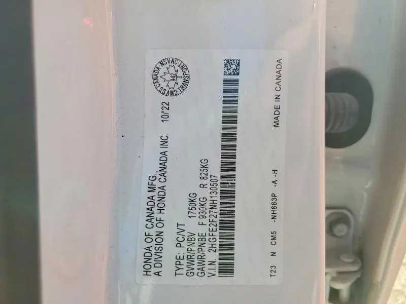 2022 HONDA CIVIC LX  