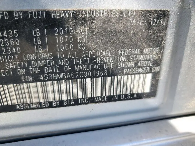 2012 SUBARU LEGACY 2.5I  