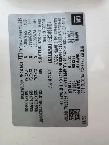 2013 CHEVROLET TAHOE K1500 LTZ  