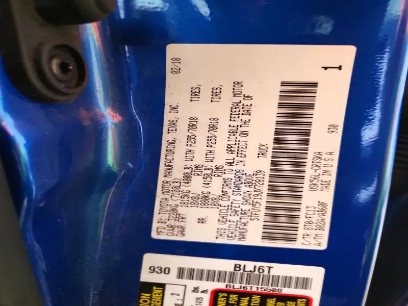 2018 TOYOTA TUNDRA SR5  