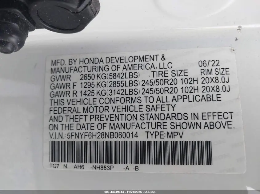 2022 HONDA PILOT AWD SPECIAL EDITION