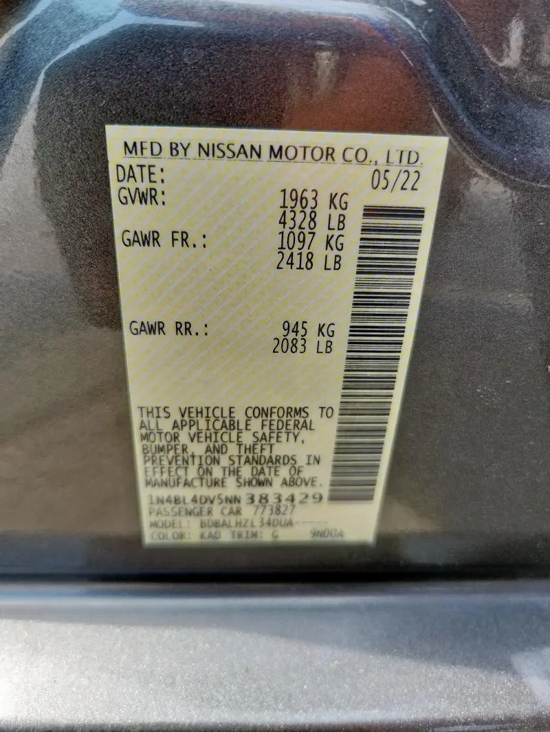 2022 NISSAN ALTIMA SV  
