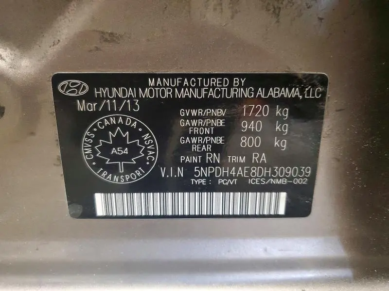 2013 HYUNDAI ELANTRA GLS  
