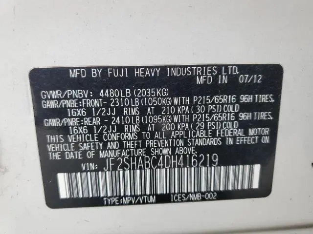 2013 SUBARU FORESTER 2.5X  