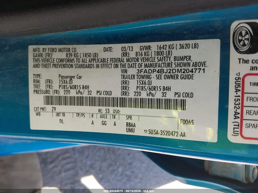 2013 FORD FIESTA SE