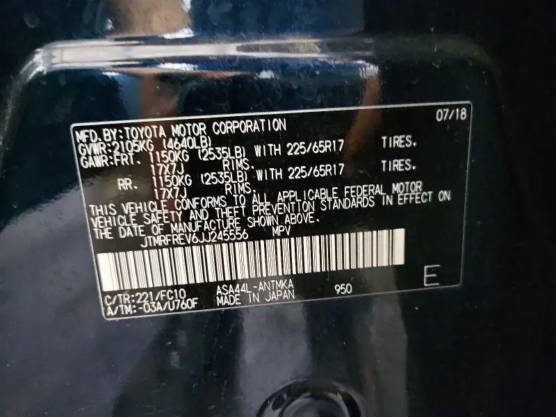 2018 TOYOTA RAV4 XLE  