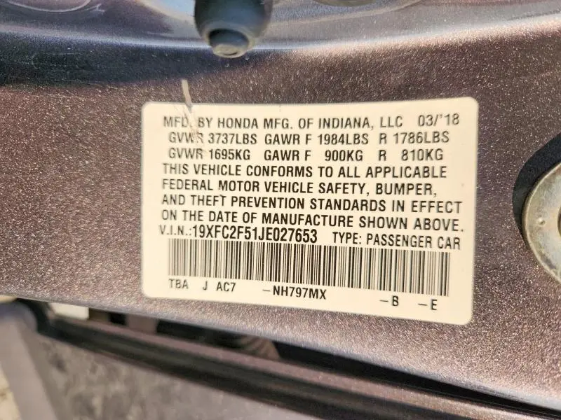 2018 HONDA CIVIC LX  